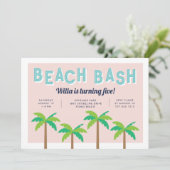 PalmPop | Aanbesteding Beach Birthday Party Kaart (Staand voorkant)