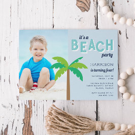 PalmPop | Beach Birthday Party Photo Invitation Kaart