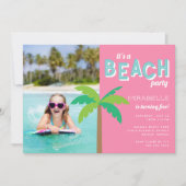 PalmPop | Beach Birthday Party Photo Invitation Kaart (Voorkant)