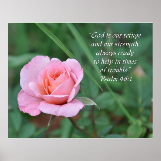 Palms 46:1 Roos Aanmoediging Poster (Voorkant)