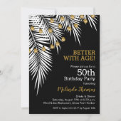 Palms 50e Black & Gold verjaardagsfeest Kaart (Voorkant)
