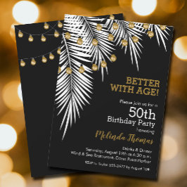 Palms 50e Black & Gold verjaardagsfeest Kaart