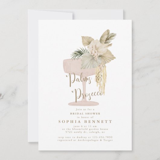 Palms and Prosecco Bridal Shower Kaart (Voorkant)