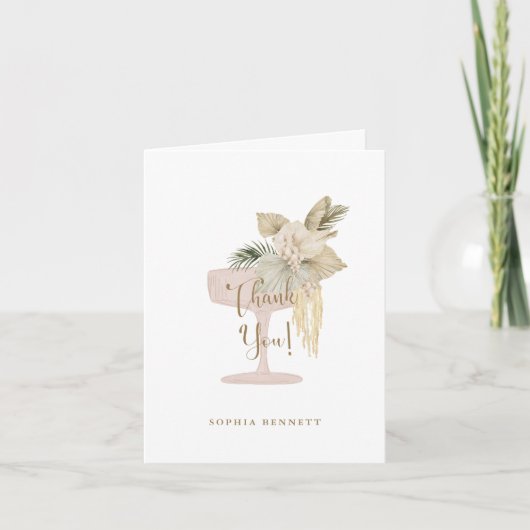 Palms and Prosecco Bridal Shower Thank You Card (Voorkant)