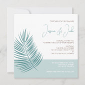 Palms Aqua · Kustmoderne bruiloft Kaart (Voorkant)