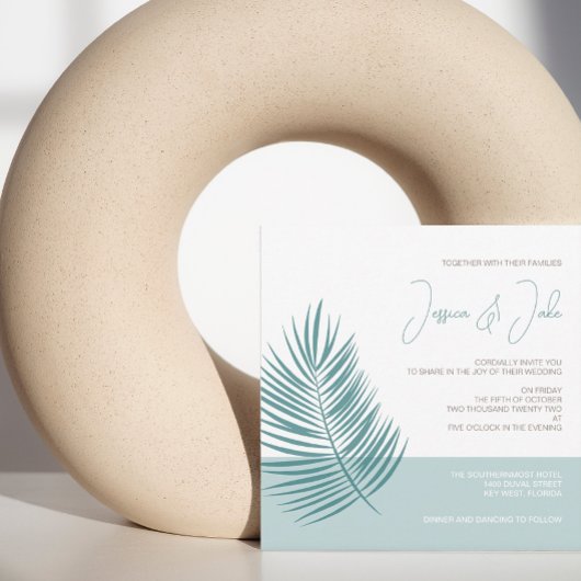 Palms Aqua · Kustmoderne bruiloft Kaart