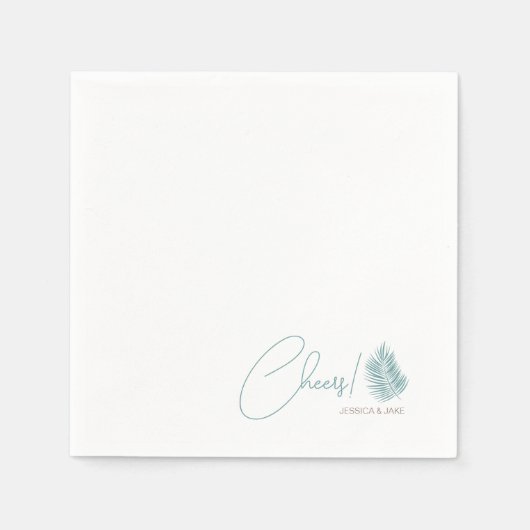 Palms Aqua • Mooie moderne kustbruiloft Servet (Voorkant)