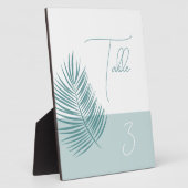 Palms Aqua Tafelnummer · Kustmoderne bord Fotoplaat (Zijkant)