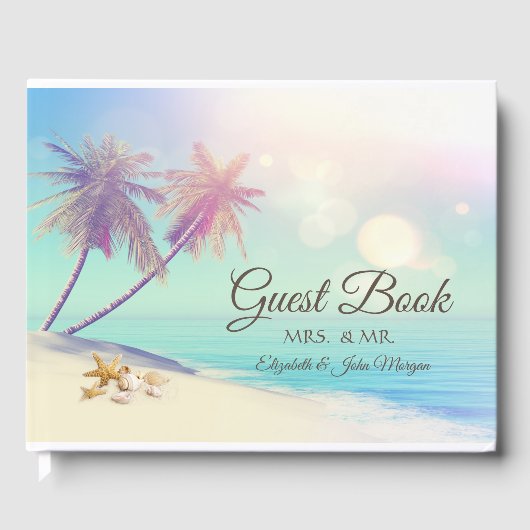 Palms Beach Schelpen Bruiloft Gastenboek (Voorkant)