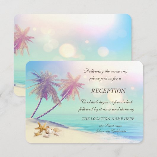 Palms Beach Schelpen Receptie I Kaart (Voorkant / Achterkant)