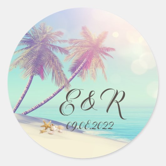 Palms Beach Schelpen Ronde Sticker (Voorkant)