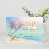 Palms Beach Schelpen RSVP  Kaart (Staand voorkant)