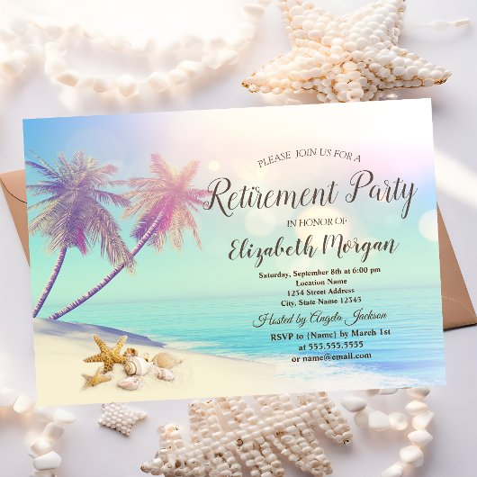 Palms Beach Seashells Pensioenfeestje Kaart