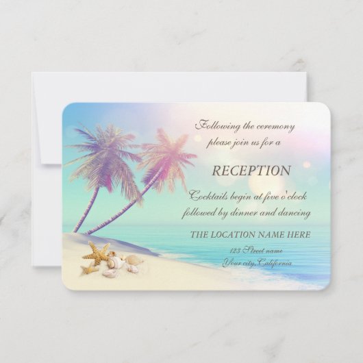 Palms Beach Seashells Receptie I Kaart (Voorkant)