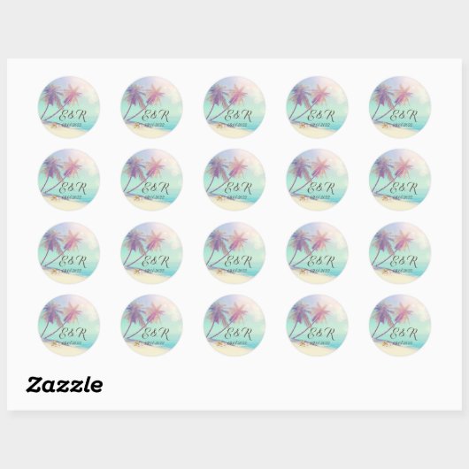 Palms Beach Seashells Ronde Sticker (Vel)