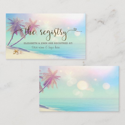 Palms Beach Seashells Weddenschap Registry Informatiekaartje (Voorkant / Achterkant)