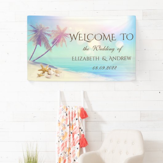 Palms Beach Seashells Wedding Banner (Insitu)