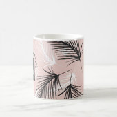 Palms Black White Earthy Tone Pink Koffiemok (Center)