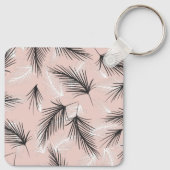 Palms Black White Earthy Tone Pink Monogrammed Sleutelhanger (Achterkant)