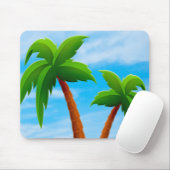 Palms Blue Sky Elegant Moderne Tropische Sjabloon Muismat (Met muis)