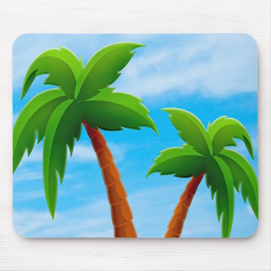 Palms Blue Sky Elegant Moderne Tropische Sjabloon Muismat (Voorkant)