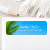 Palms Blue Sky Modern Elegant Hand Script Sjabloon Etiket (Insitu)