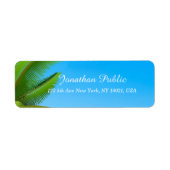 Palms Blue Sky Modern Elegant Hand Script Sjabloon Etiket (Voorkant)