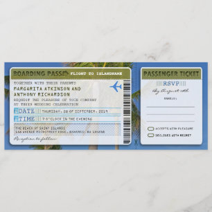 Palms Boarding Pass Wedding Ticket-Invitation & RS Kaart
