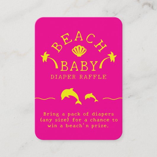 Palms & Dolphins Pink & Yellow Beach Baby Informatiekaartje (Voorkant)