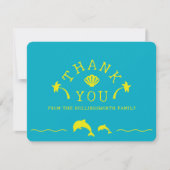 Palms & Dolphins Teal & Yellow Personalized Bedankkaart (Voorkant)