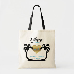 Palms Gold Heart Welcome Wedding Gift Canvas tas