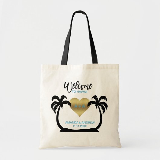Palms Gold Heart Welcome Wedding Gift Canvas tas (Voorkant)