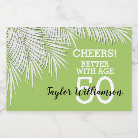 Palms Green Birthday Mini Sparkling Wijnetiket (Enkel label)