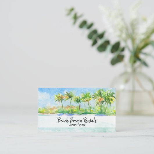 *~* Palms Ocean Art Beach Properties Rentals Visitekaartje (Staand voorkant)