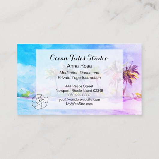 *~* Palms Ocean Seashell Beach Planner Travel Visitekaartje (Achterkant)