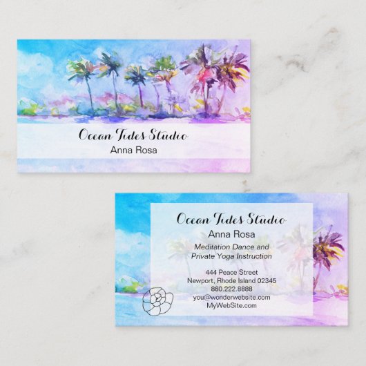*~* Palms Ocean Seashell Beach Planner Travel Visitekaartje (Voorkant / Achterkant)