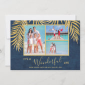 Palms op Blue Photo Collage Kerstmis Feestdagenkaart (Voorkant)