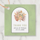 Palms, pampas gras groen Dank je bruiloft Bedankjes Labels (Voorkant)