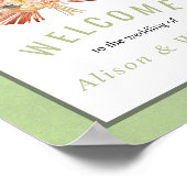 Palms, pampas gras, groen welkom bruiloft poster (Hoek)