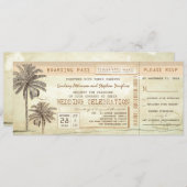 Palms Seaside Boarding Pass Wedding Ticket Kaart (Voorkant / Achterkant)