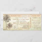 Palms Seaside Boarding Pass Wedding Ticket Kaart (Voorkant)