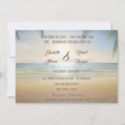 Palms Sunset Beach Invitation Kaart (Voorkant)