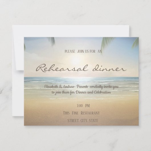 Palms Sunset Beach Rehearsal Dinner Kaart (Voorkant)