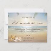 Palms Sunset Beach Seashells Rehearsal Dinner Kaart (Voorkant)