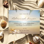 Palms Sunset Beach Seashells Rehearsal Dinner Kaart<br><div class="desc">Elegant strand bruiloft repetitief diner.</div>