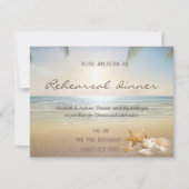 Palms Sunset Beach Seashells Rehearsal Dinner Kaart (Voorkant)