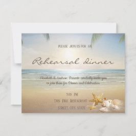 Palms Sunset Beach Seashells Rehearsal Dinner Kaart