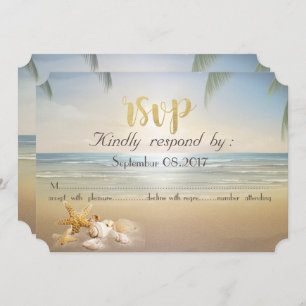 Palms Sunset Beach Seashells RSVP Kaart