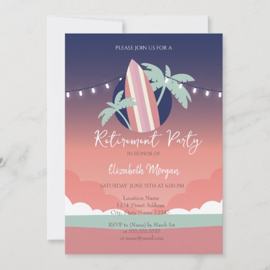 Palms Surfplank Uitnodiging tot pensioen (Voorkant)