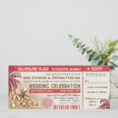 Palms Wedding Boarding Pass Tickets Kaart (Staand voorkant)